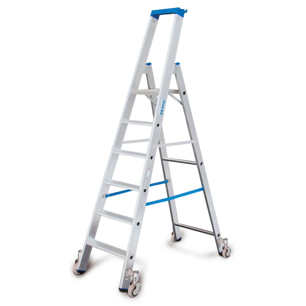 Illustration du produit: Escabeau à marches KRAUSE® Profi, accessible d’un seul côté, avec roulettes, hauteur déployée 0,95 m