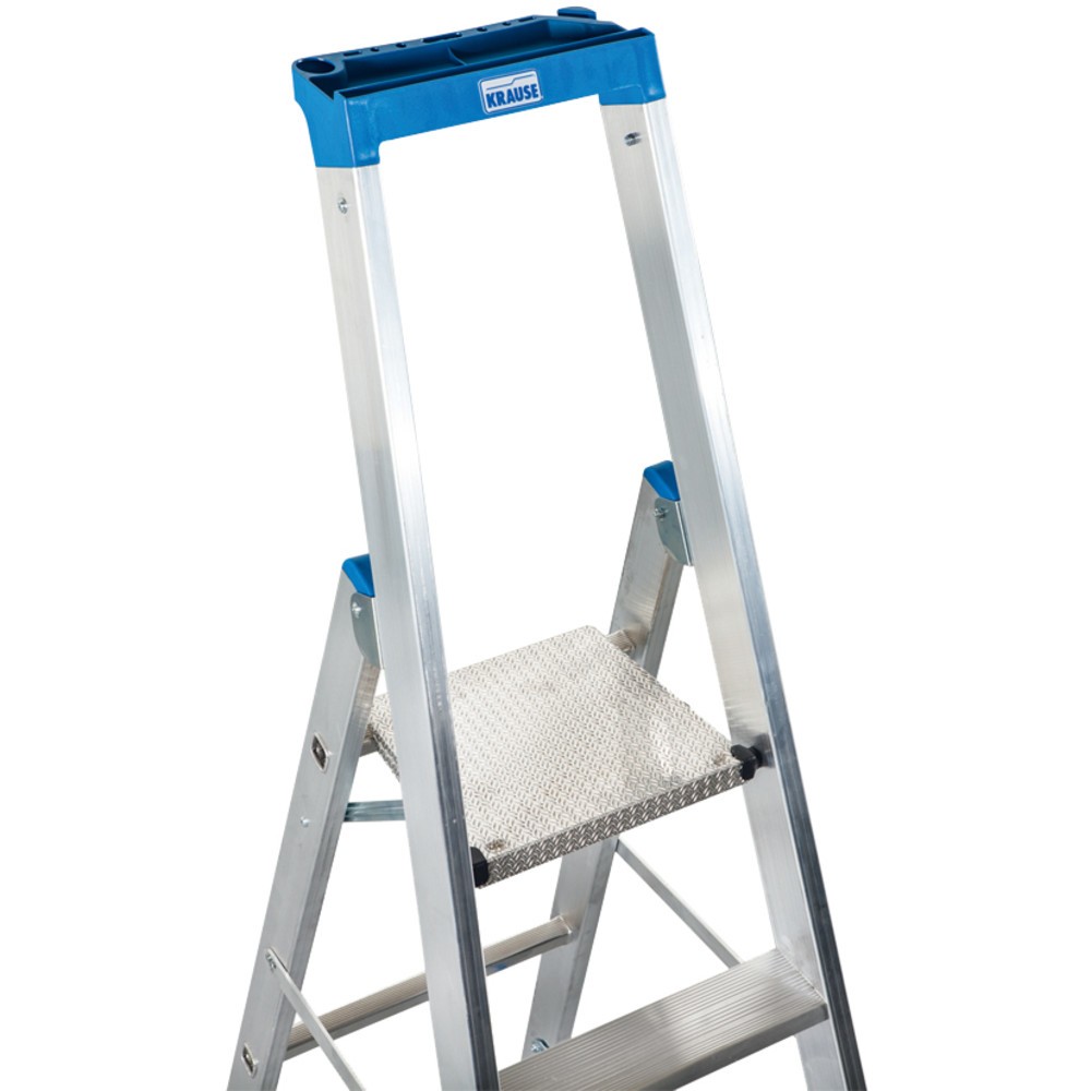 N° de l'image du produit 3 : Escabeau à marches KRAUSE® Profi, accessible d’un seul côté, avec roulettes, hauteur déployée 0,95 m