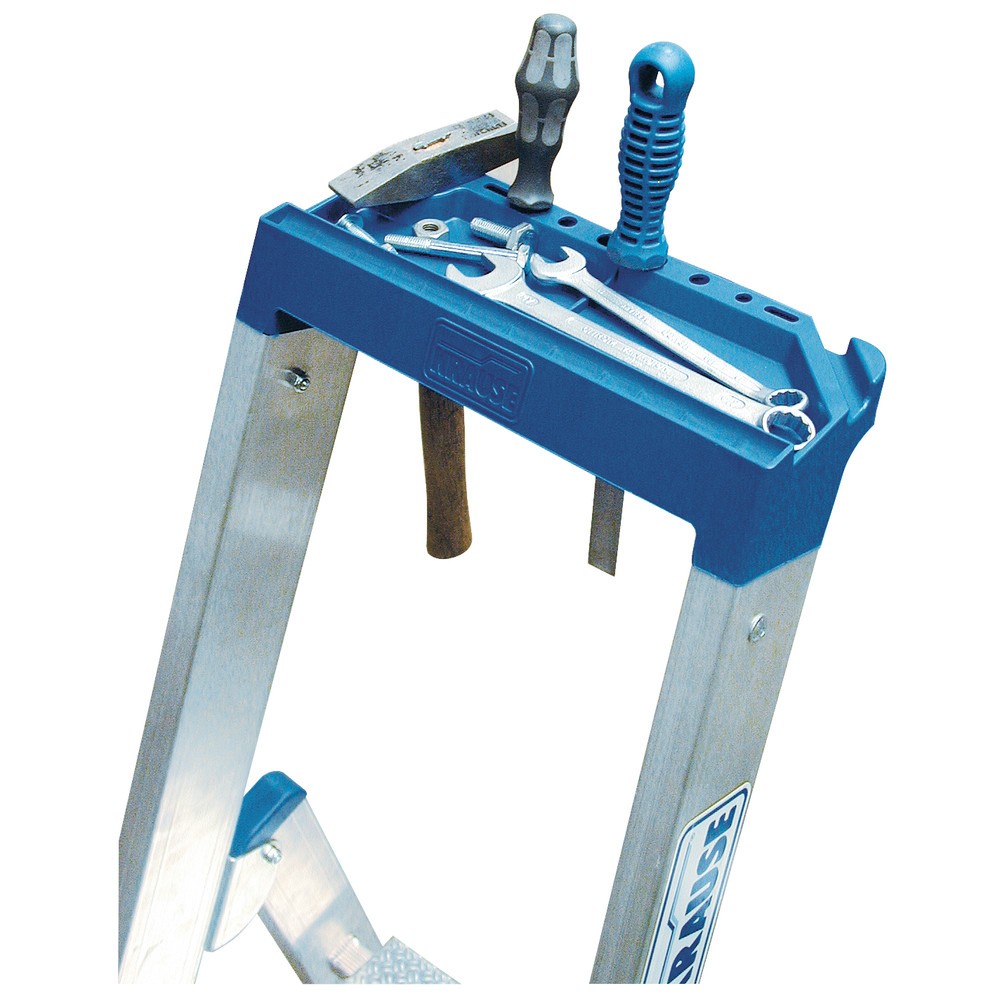 N° de l'image du produit 4 : Escabeau à marches KRAUSE® Profi, accessible d’un seul côté, avec roulettes, hauteur déployée 0,95 m