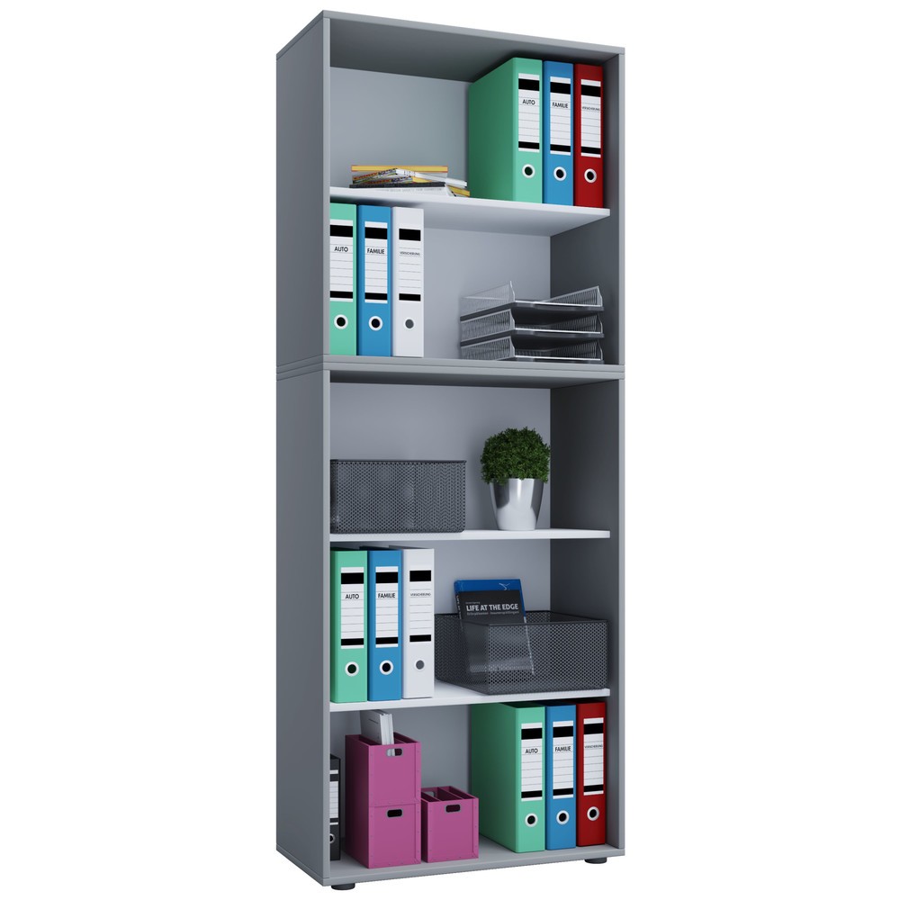 Imagen del producto: Lona - estante inferior de oficina (5 compartimentos, alto H x An x F, 1,780 x 700 x 400 mm), color gris
