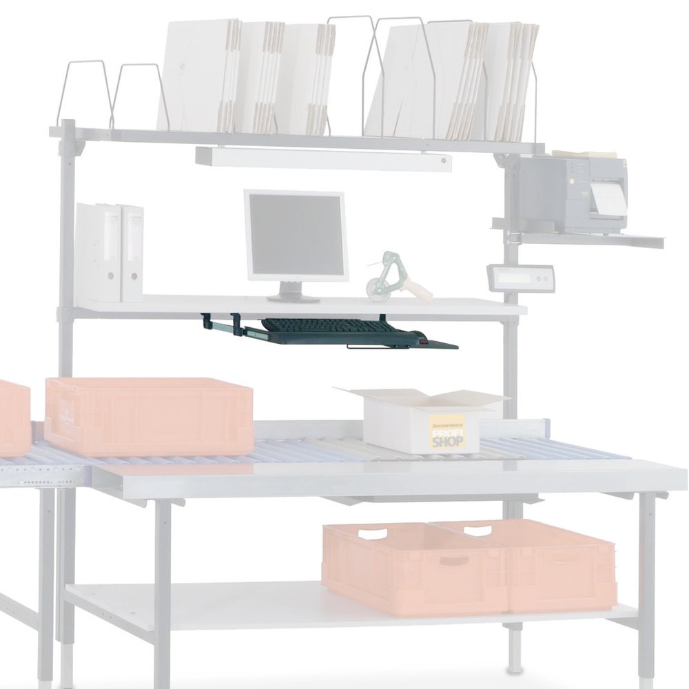 Imagen del producto: Bandeja para teclado y ratón para mesa de embalaje Rocholz, extraíble, Al x An x F 110 x 600 x 420 mm