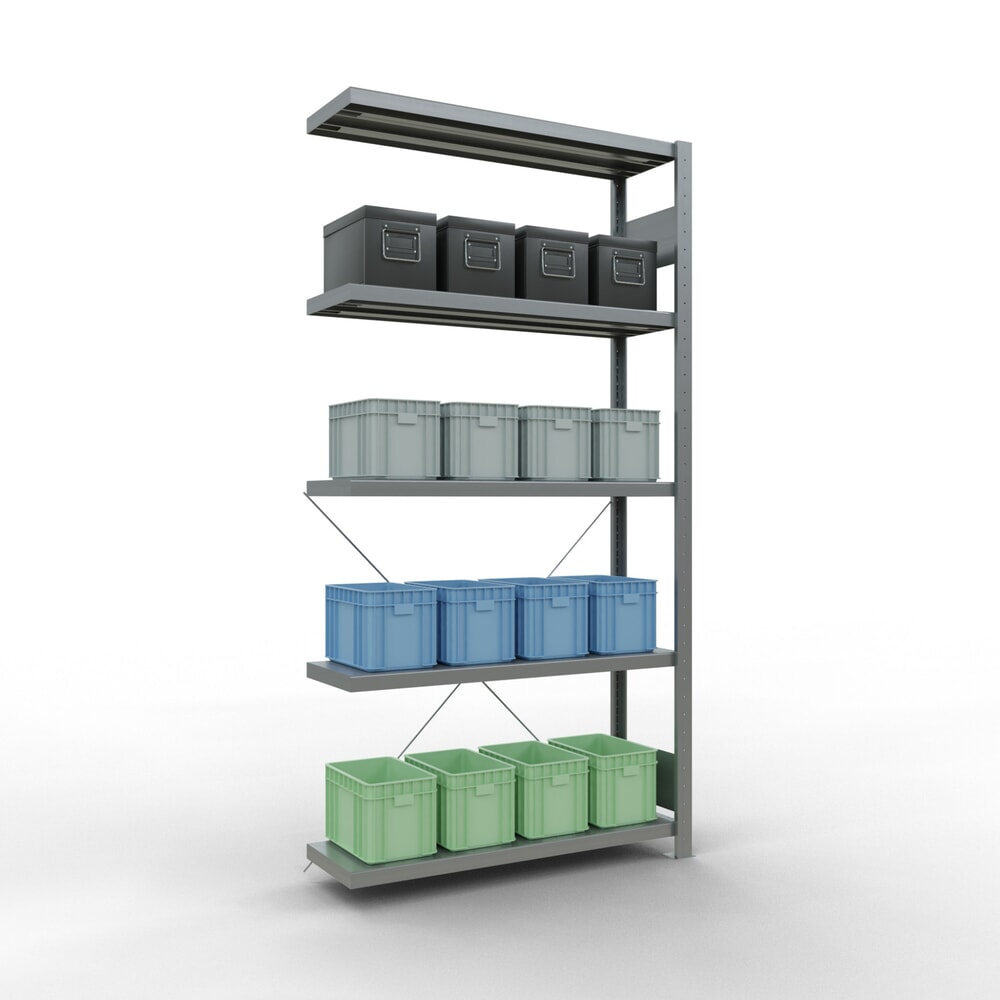 Número de imagen del producto 3: Estantería de cargas pequeñas SCHULTE con sistema de montaje encajado, módulo adicional, carga por estante de 330 kg, galvanizada, Al x An x F 2.000 x 1.000 x 300 mm