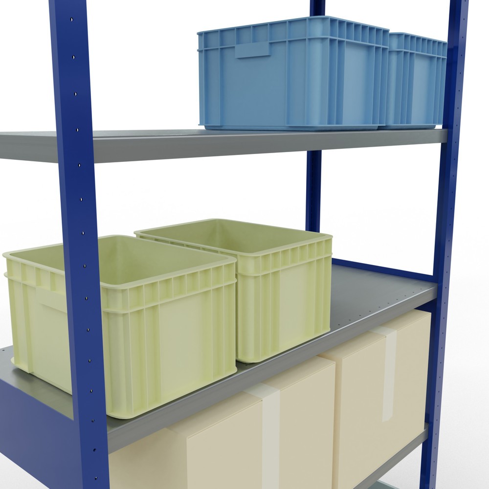 Número de imagen del producto 4: Estantería de cargas pequeñas SCHULTE azul genciana/galvanizada, carga por estante 250 kg, HxAxF 2.500 x 1.360 x 536 mm