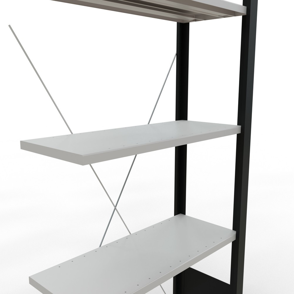 Imagen del producto: estantería para archivo SCHULTE módulo adicional, de una cara, sin topes, carga por estante 85 kg, negro, alto H x An x F 1800 x 750 x 300 mm