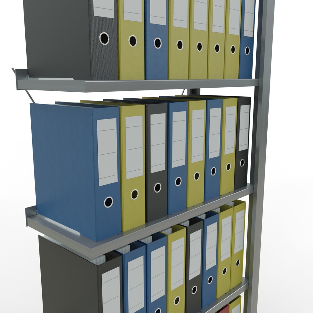 Número de imagen del producto 4: Estantería para archivo SCHULTE AF módulo adicional, unilateral, con topes finales, carga por estante 85 kg, Al x An x F 2.000 x 750 x 300 mm