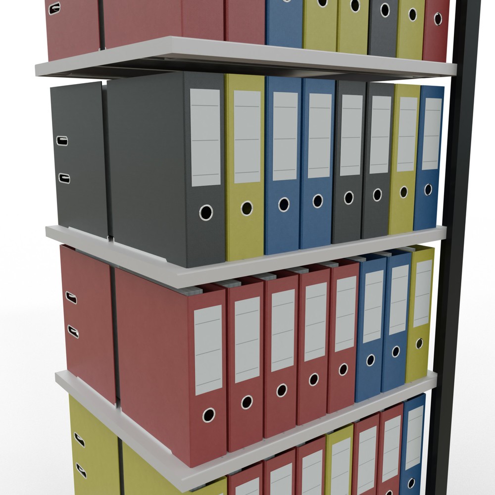Número de imagen del producto 3: estantería para archivo SCHULTE módulo adicional, doble cara, sin topes centrales, carga por estante 150 kg, negro, alto H x An x F 2.300 x 750 x 600 mm