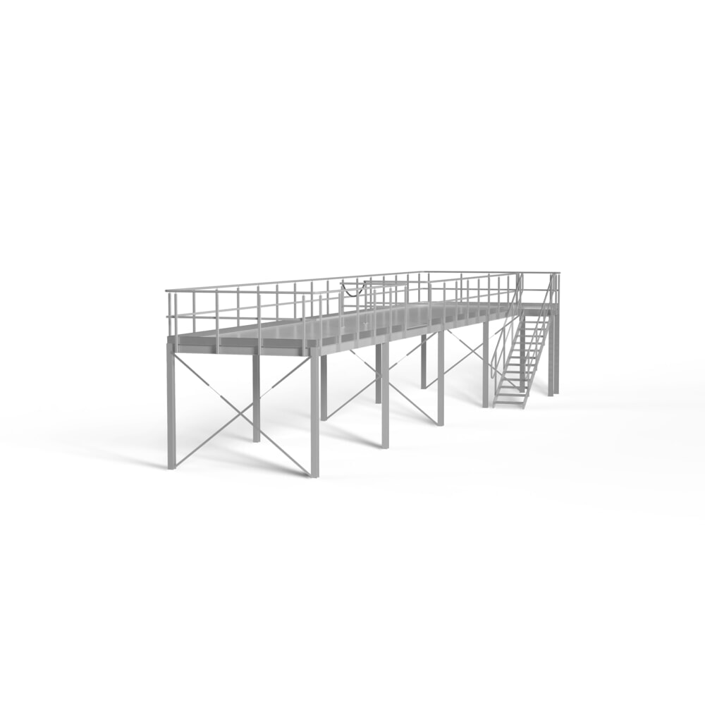 Illustration du produit: Estrade pour système de plates-formes de stockage modulaire, sortie par la droite, gris clair