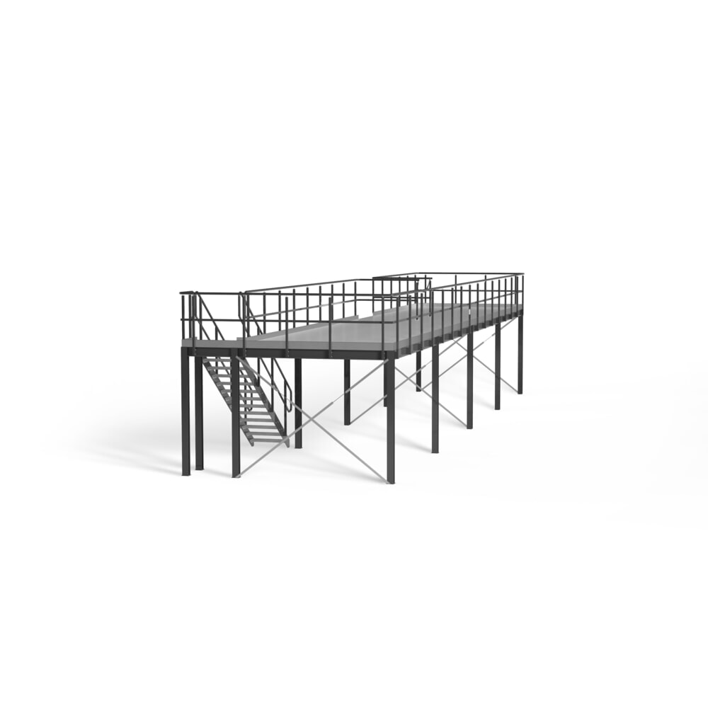 Illustration du produit: Estrade pour système de plates-formes de stockage modulaire, sortie par la gauche, bleu gentiane