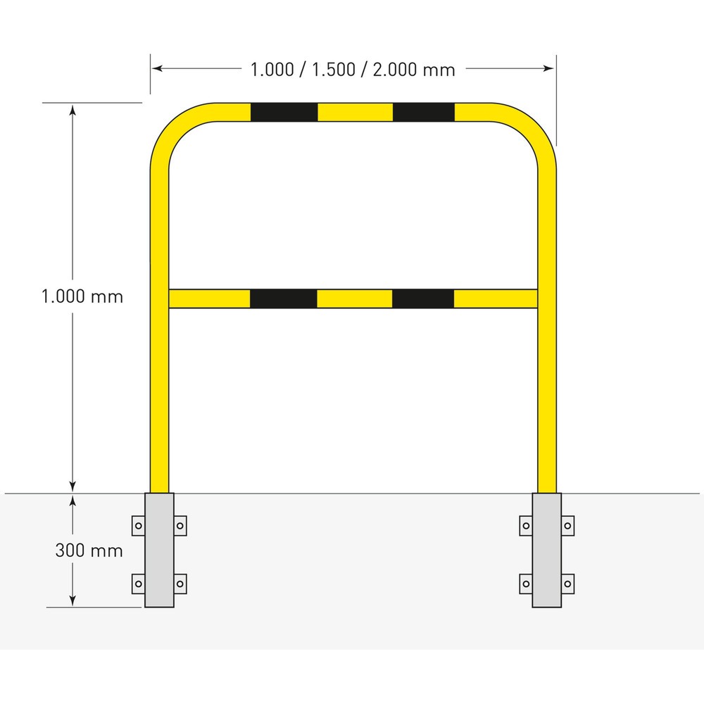 Número de imagen del producto 5: Estribo de protección, aplicación exterior, fijación lateral extraíble, H x A 1.300 x 1.000 mm
