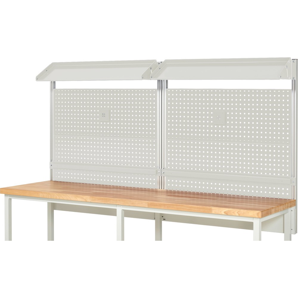 Número de imagen del producto 2: Estructura banco de trabajo RAU, H x A x F 1.130 x 2.500 x 350 mm, con 2 bandejas metálicas inclinables, 2 guías de soporte y 2 soportes de pantalla plana, kit completo 02 para anchura de productos de 2.500 mm