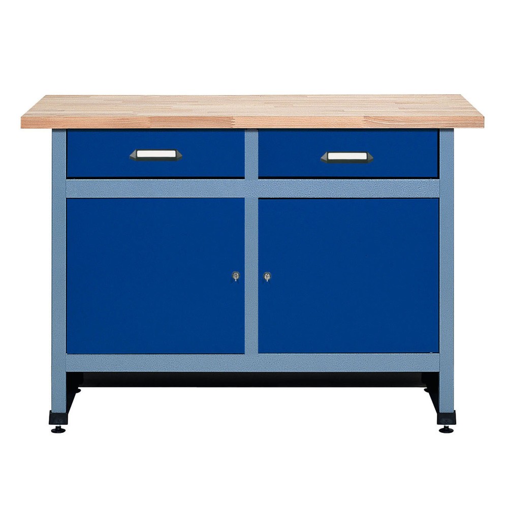 Illustration du produit: Établi avec 2 tiroirs + 2 portes, l x P, 1 200 x 600 mm, rouge