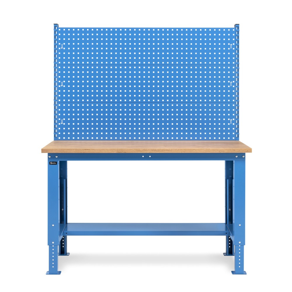 N° de l'image du produit 3 : Établi Fami, réglable en Hauteur de construction et avec Mur multifonction, capacité de charge 1 000 kg, HxLxP 740-1,110 x 1 500 x 750 mm, RAL 5012 bleu clair
