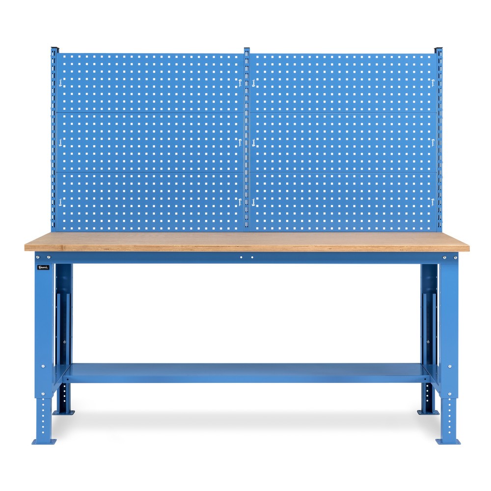 N° de l'image du produit 3 : Établi Fami, réglable en Hauteur de construction et avec Mur multifonction, capacité de charge 1 000 kg, HxLxP 740-1,110 x 2 000 x 750 mm, RAL 5012 bleu clair