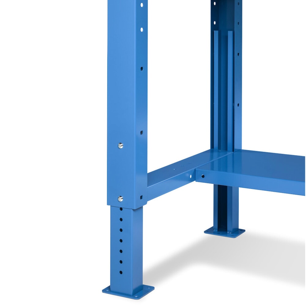 N° de l'image du produit 11 : Établi Fami, réglable en Hauteur de construction, 4 tiroirs, Paroi arrière et 2 étagères, capacité de charge 1 000 kg, HxLxP 740-1,110 x 1500 x 750 mm, RAL 5012 bleu clair