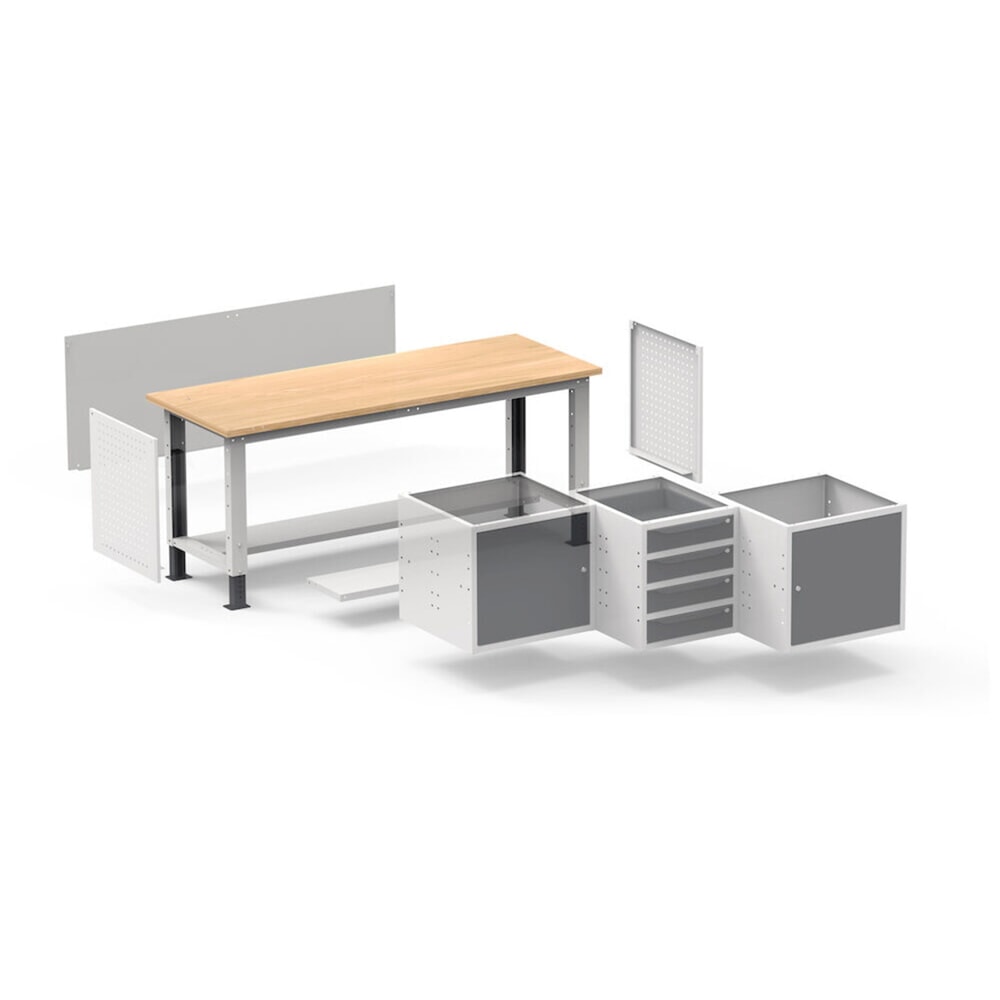N° de l'image du produit 7 : Établi Fami, réglable en Hauteur de construction, capacité de charge 1 000 kg, HxLxP 740-1,110 x 2 000 x 750 mm, RAL 5012 bleu clair