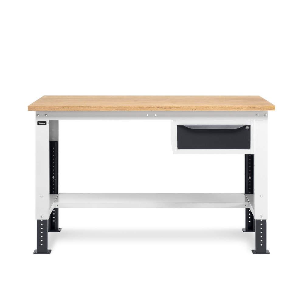 N° de l'image du produit 5 : Établi Fami, réglable en Hauteur de construction et 1 tiroir, capacité de charge 1 000 kg, HxLxP 740-1,110 x 1 500 x 750 mm, gris clair/RAL 7016 gris anthracite
