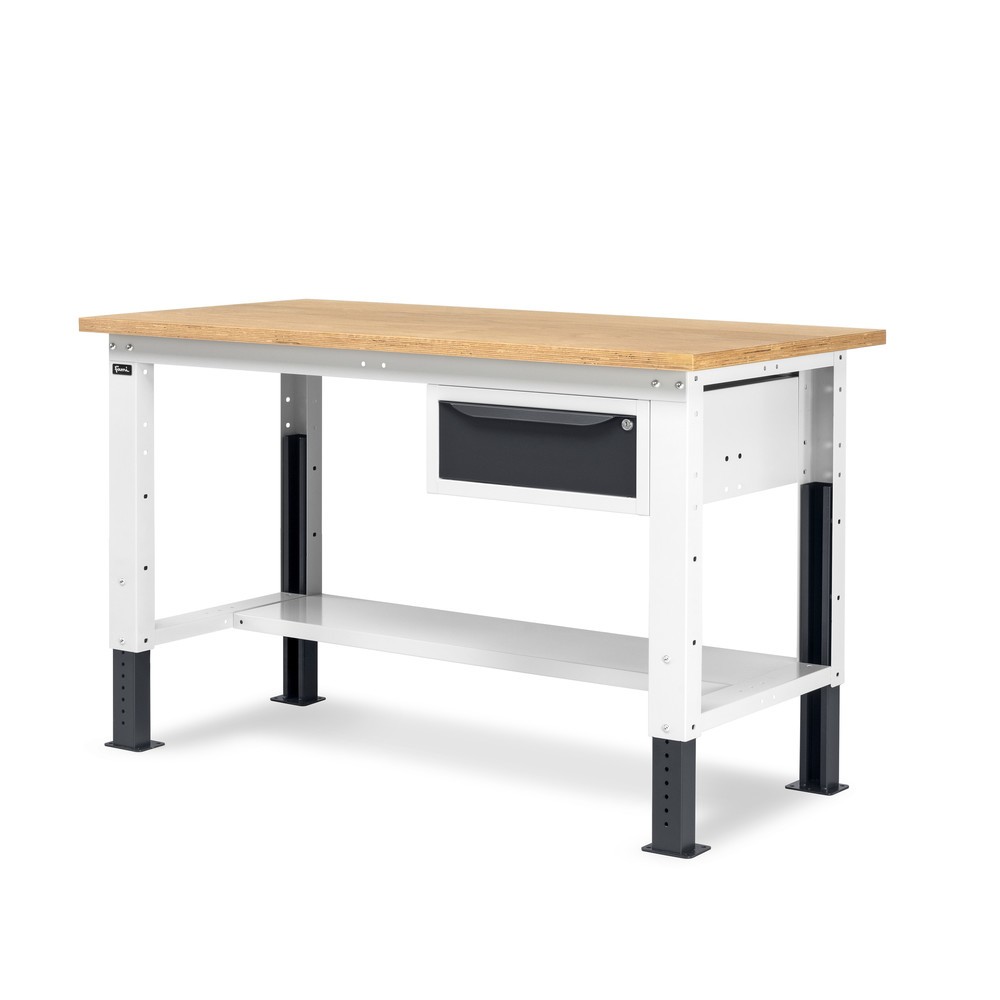 N° de l'image du produit 6 : Établi Fami, réglable en Hauteur de construction et 1 tiroir, capacité de charge 1 000 kg, HxLxP 740-1,110 x 1 500 x 750 mm, gris clair/RAL 7016 gris anthracite