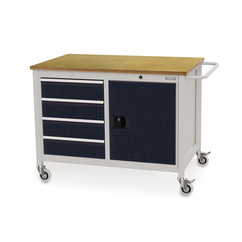 Illustration du produit: Établi mobile Bedrunka+Hirth, armoire, 4 tiroirs, noir foncé
