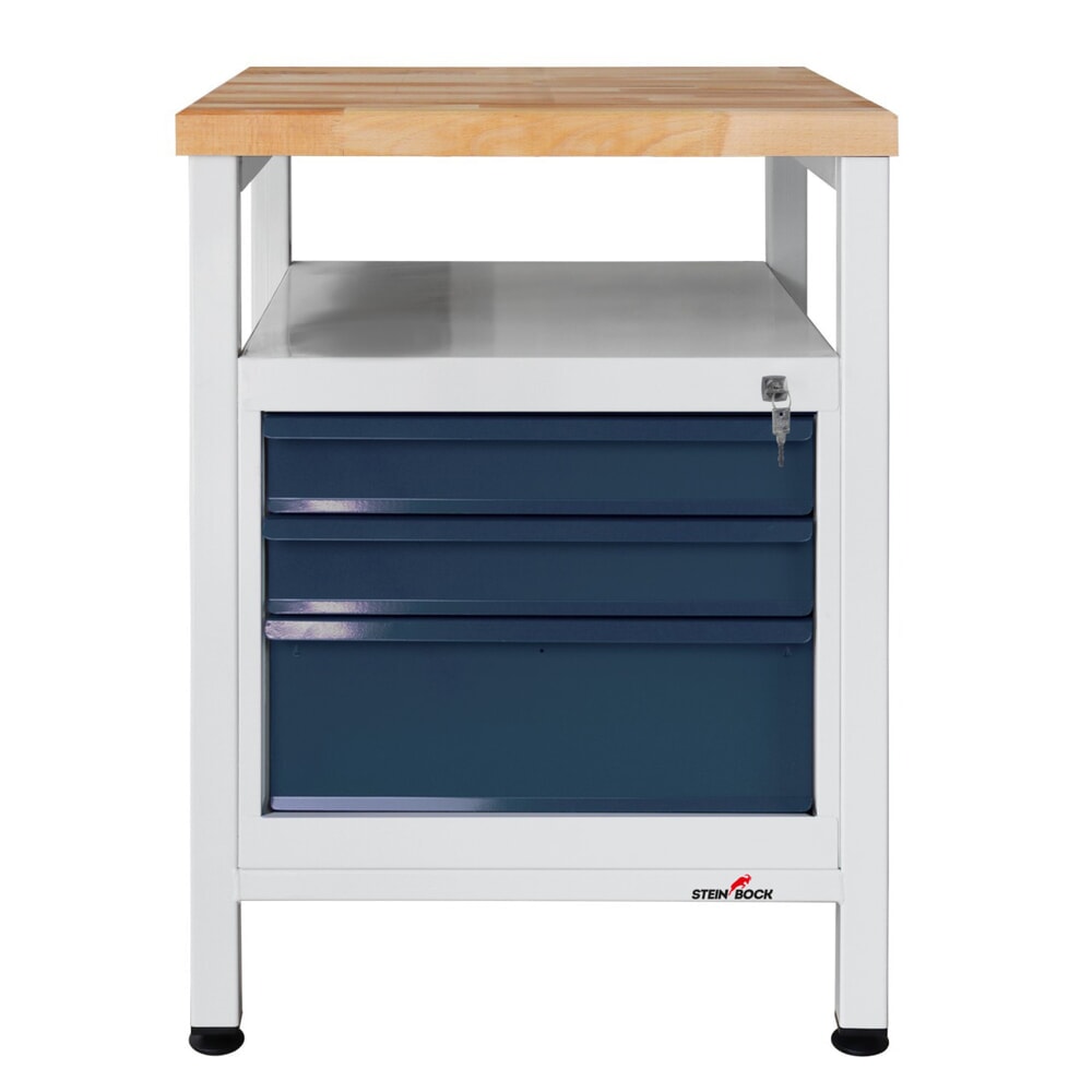 N° de l'image du produit 1 : Établi Premium Steinbock®, 1 rangement, 3 tiroirs, capacité de charge 300 kg, H x l x P 840 x 600 x 600 mm, RAL 7035/7016