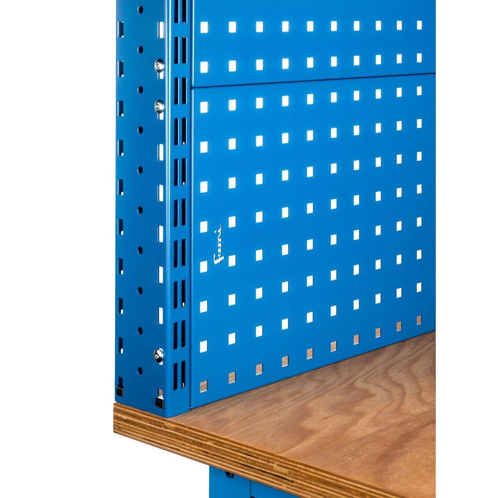 N° de l'image du produit 2 : Établi Fami, réglable en Hauteur de construction, avec Mur multifonction, 4 tiroirs et Armoire, capacité de charge 1 000 kg, HxLxP 740-1,110 x 1 500 x 750 mm, RAL 5012 bleu clair