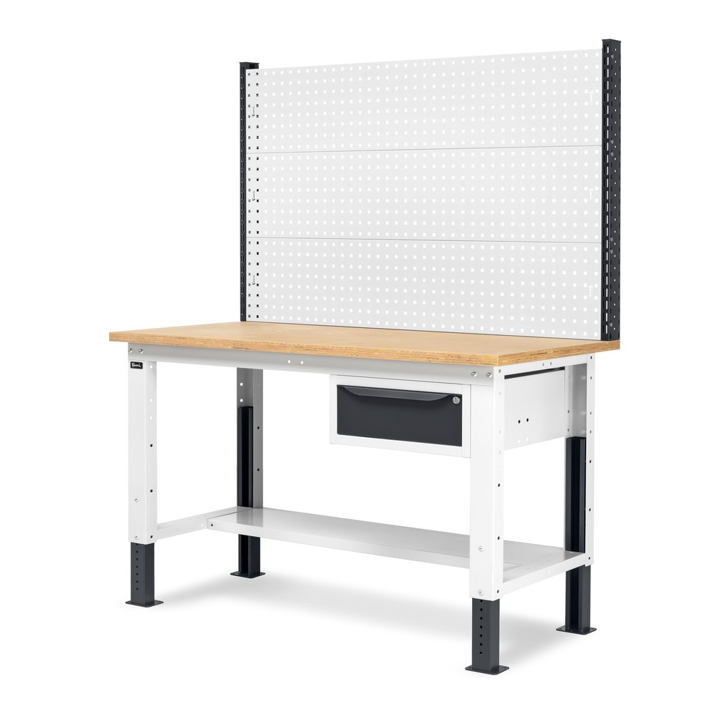 N° de l'image du produit 5 : Établi Fami, réglable en Hauteur de construction, avec Mur multifonction et 1 tiroir, capacité de charge 1 000 kg, HxLxP 740-1,110 x 1500 x 750 mm, RAL 7016/7035