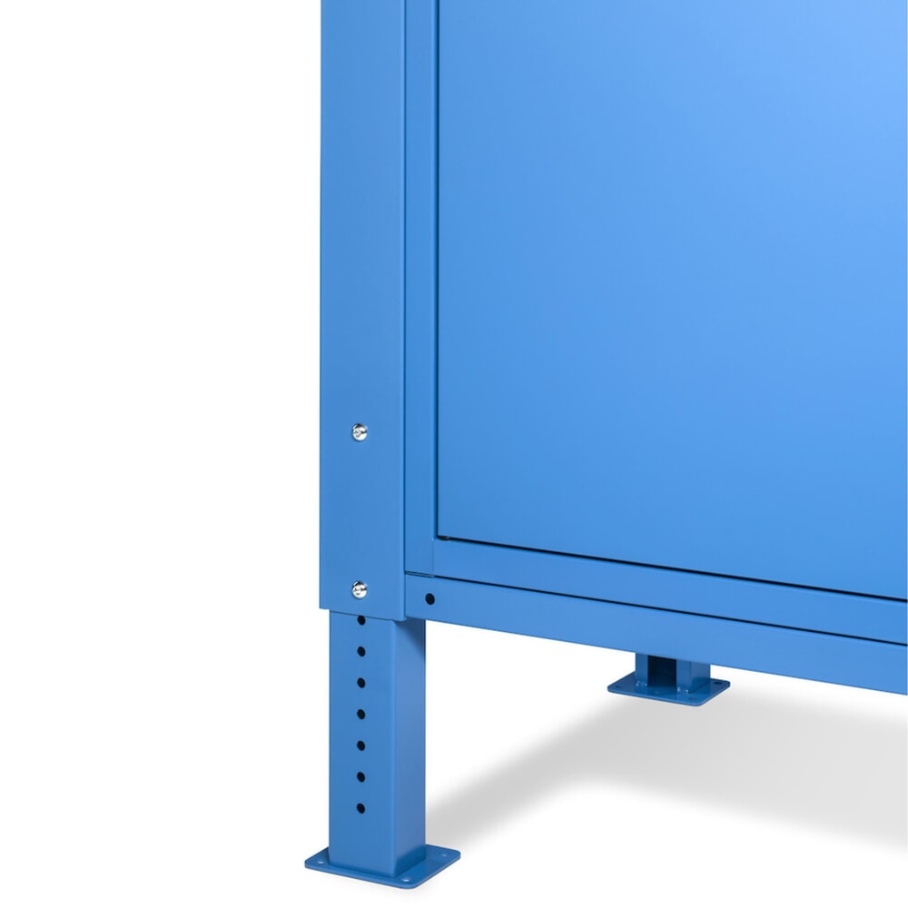 N° de l'image du produit 12 : Établi Fami, réglable en Hauteur de construction, 2 tiroirs et 2 placards, capacité de charge 1 000 kg, HxLxP 740-1,110 x 1 500 x 750 mm, RAL 5012 bleu clair