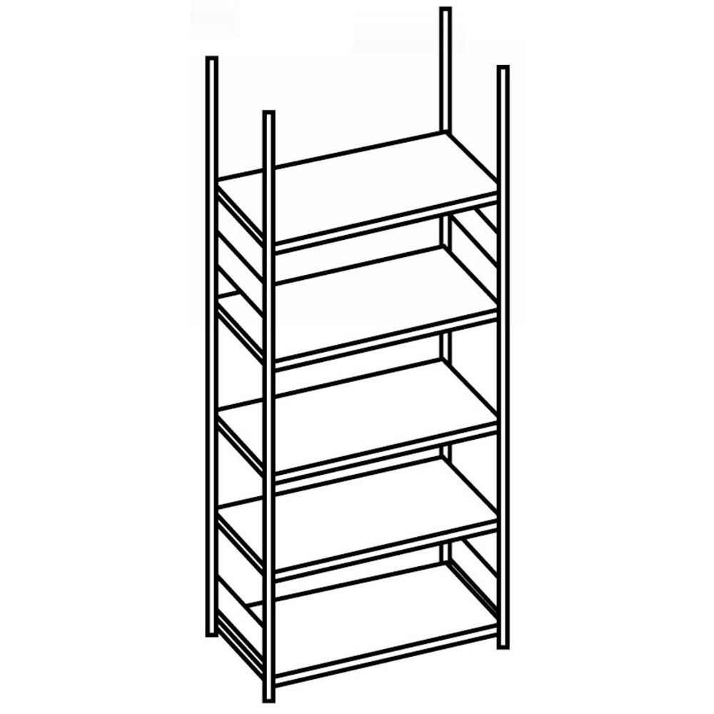 N° de l'image du produit 2 : META Étagère à dossiers, module de base, simple face, sans tablette de couverture, charge par tablette 80 kg, galvanisée, HxlxP 1 850 x 750 x 300 mm