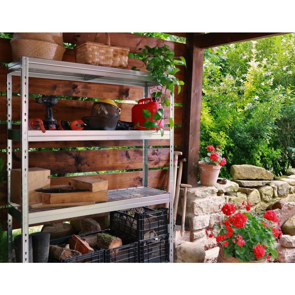 N° de l'image du produit 6 : Étagère extérieure à grande portée avec étagères en grille, HxLxP 1800 x 1200 x 450 mm