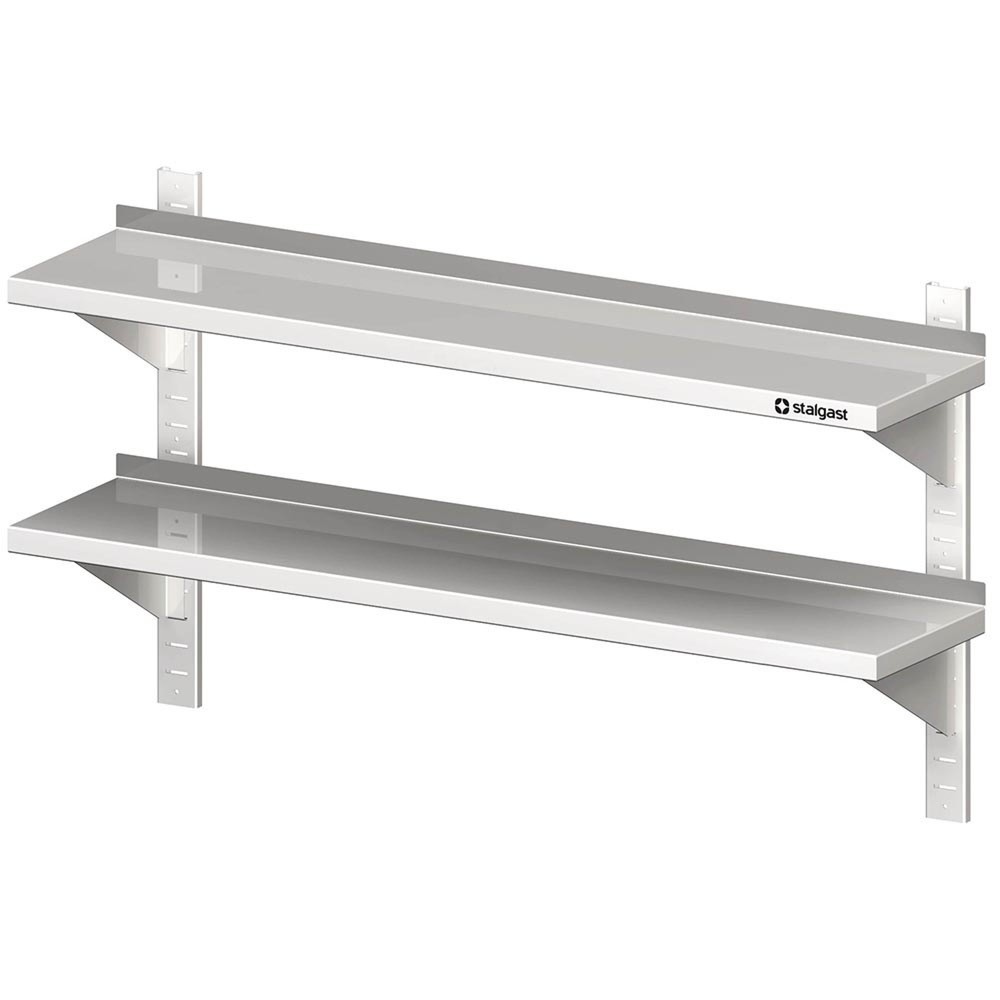Illustration du produit: Étagère murale double Stalgast avec consoles, et rails muraux, 600x300x660 mm, réglable en hauteur, soudée