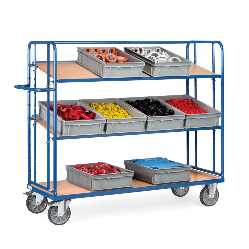 Číslo obrázku produktu 3: Etážový vozík fetra® na euro bedny, nosnost 500 kg, 3 patra à 1250 x 610 mm