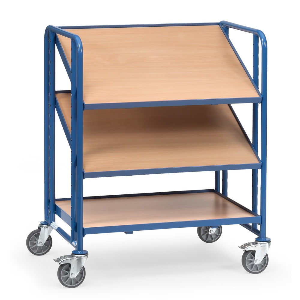 Obrázek produktu: Etážový vozík na euro bedny fetra®, s policemi, nosnost 250 kg, 3 pater à 820 x 610 mm