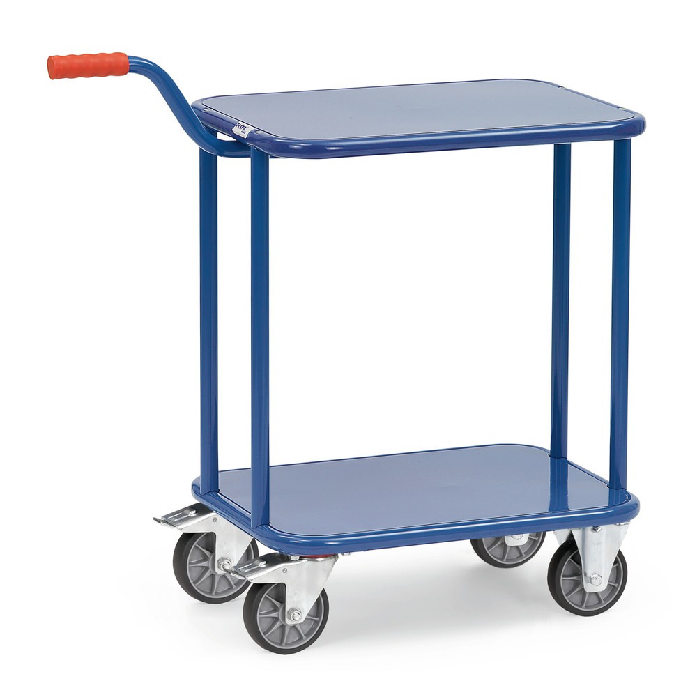 Obrázek produktu: Etážový vozík s rukojetí fetra®, s ocelovými policemi, 2 patra à 600 x 450 mm