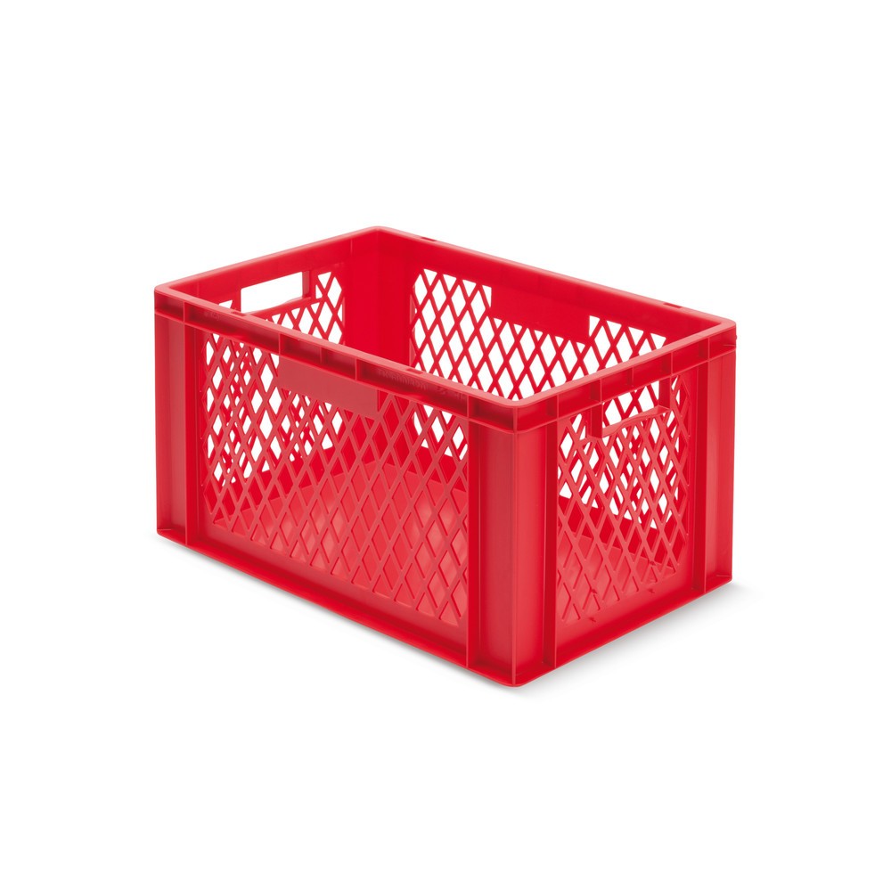 Produktabbildung Nr. 1: Euroboxen, Wände durchbrochen + Böden geschlossen, 61 Liter, rot, Griffe
