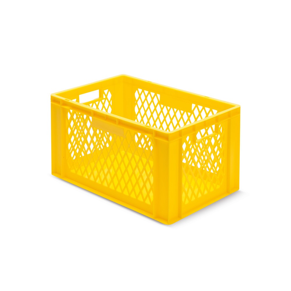 Produktabbildung Nr. 1: Euroboxen, Wände durchbrochen + Böden geschlossen, 61 Liter, gelb, Griffe