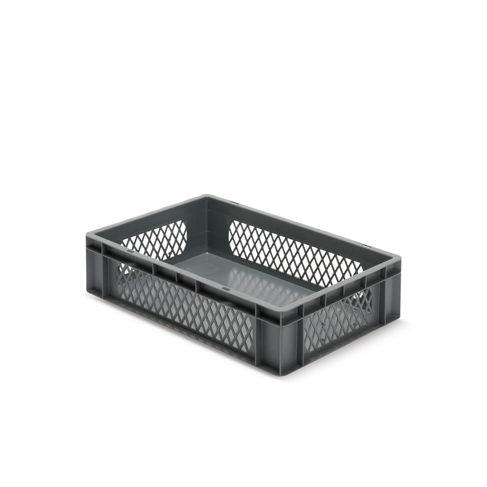 Produktabbildung Nr. 1: Euroboxen, Wände durchbrochen + Böden geschlossen, 26 Liter, grau