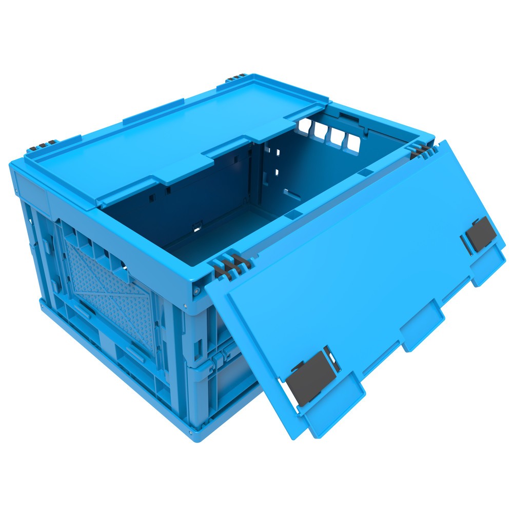Produktabbildung: Euronorm-Faltbox Premium, mit Scharnierdeckel, 21 Liter, blau