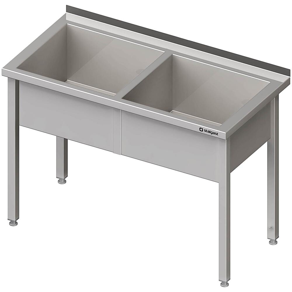 N° de l'image du produit 2 : Évier à casserole Stalgast à deux cuvettes, 1200x600x850 mm, hauteur de cuvette 300 mm, avec rebord, soudée