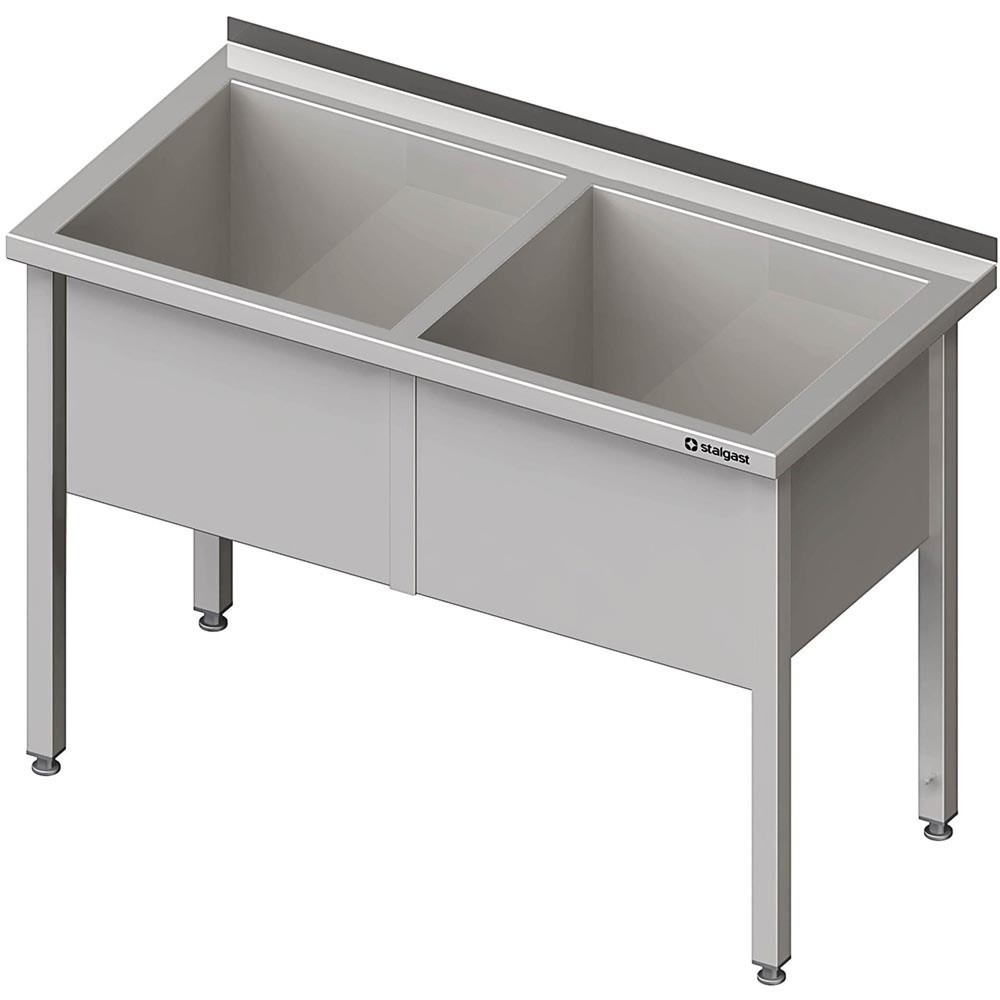 N° de l'image du produit 2 : Évier à casserole Stalgast à deux cuvettes, 1200x600x850 mm, hauteur de cuvette 400 mm, avec rebord, soudée