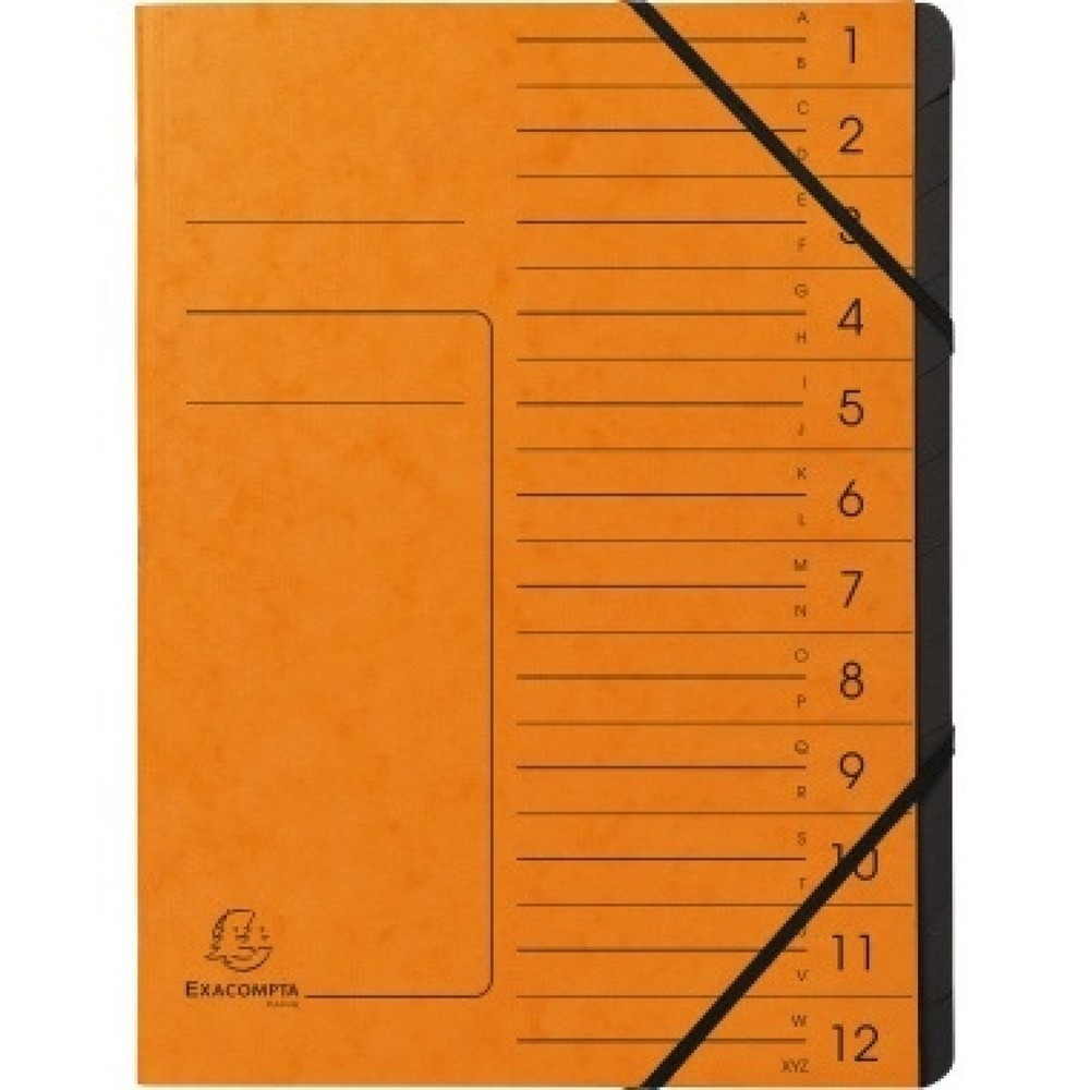 Produktabbildung: Exacompta Ordnungsmappe 541204E DIN A4 12Fächer Karton orange