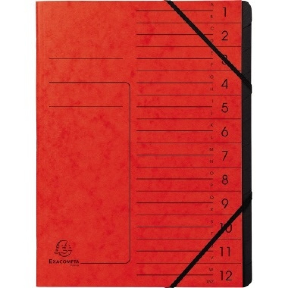 Produktabbildung Nr. 1: Exacompta Ordnungsmappe 541205E DIN A4 12Fächer Karton rot