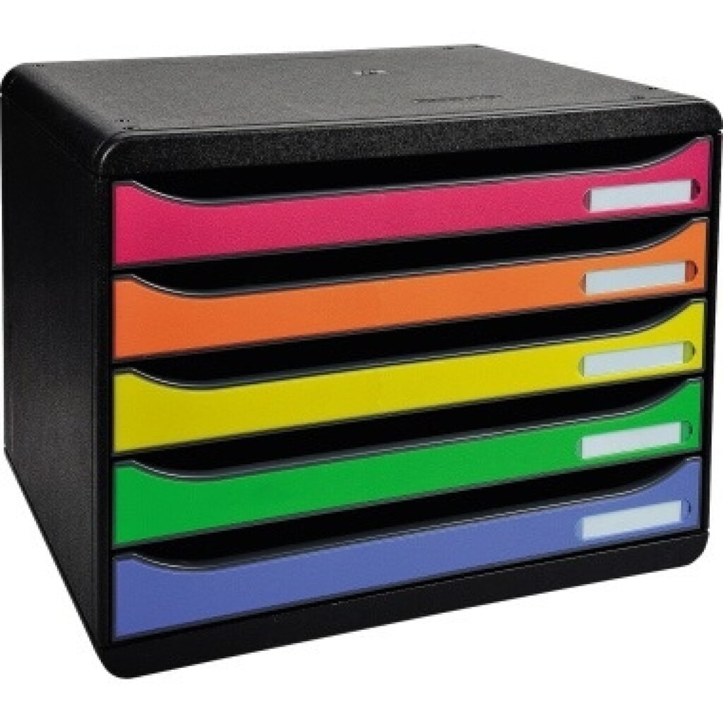Exacompta Schubladenbox BIG-BOX PLUS 308714D quer 5Schübe harlekin Produktabbildung: Exacompta Schubladenbox BIG-BOX PLUS 308714D quer 5Schübe harlekin