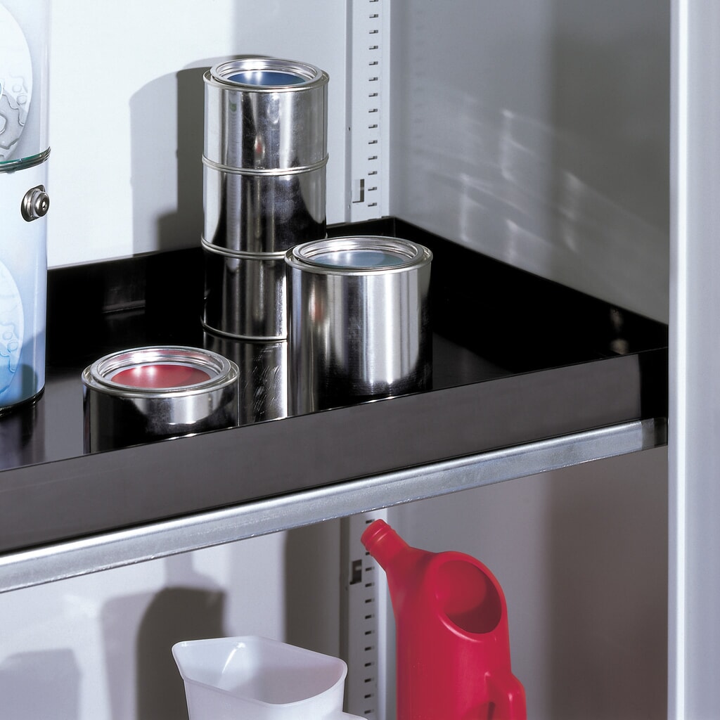 Fachboden mit PE-Auffangwanne für C+P Umweltschrank, Breite 500 mm Produktabbildung: Fachboden mit PE-Auffangwanne für C+P Umweltschrank, Breite 500 mm