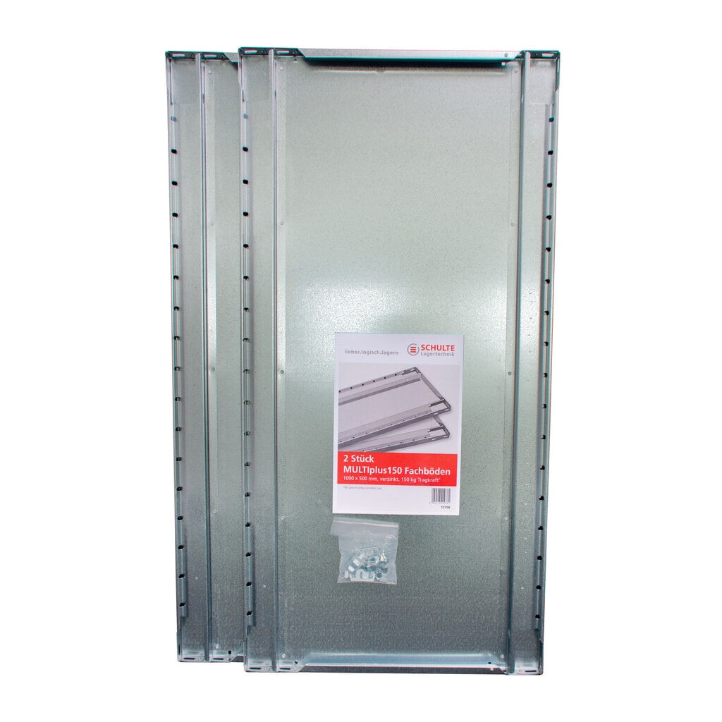 Fachboden MULTIplus für SCHULTE Green Fachbodenregal Steckmontage, Fachlast 150 kg, 2er Pack, BxT 1.000 x 400 mm, inkl. 8 Fachbodenträger Produktabbildung Nr. 1: Fachboden MULTIplus für SCHULTE Green Fachbodenregal Steckmontage, Fachlast 150 kg, 2er Pack, BxT 1.000 x 400 mm, inkl. 8 Fachbodenträger