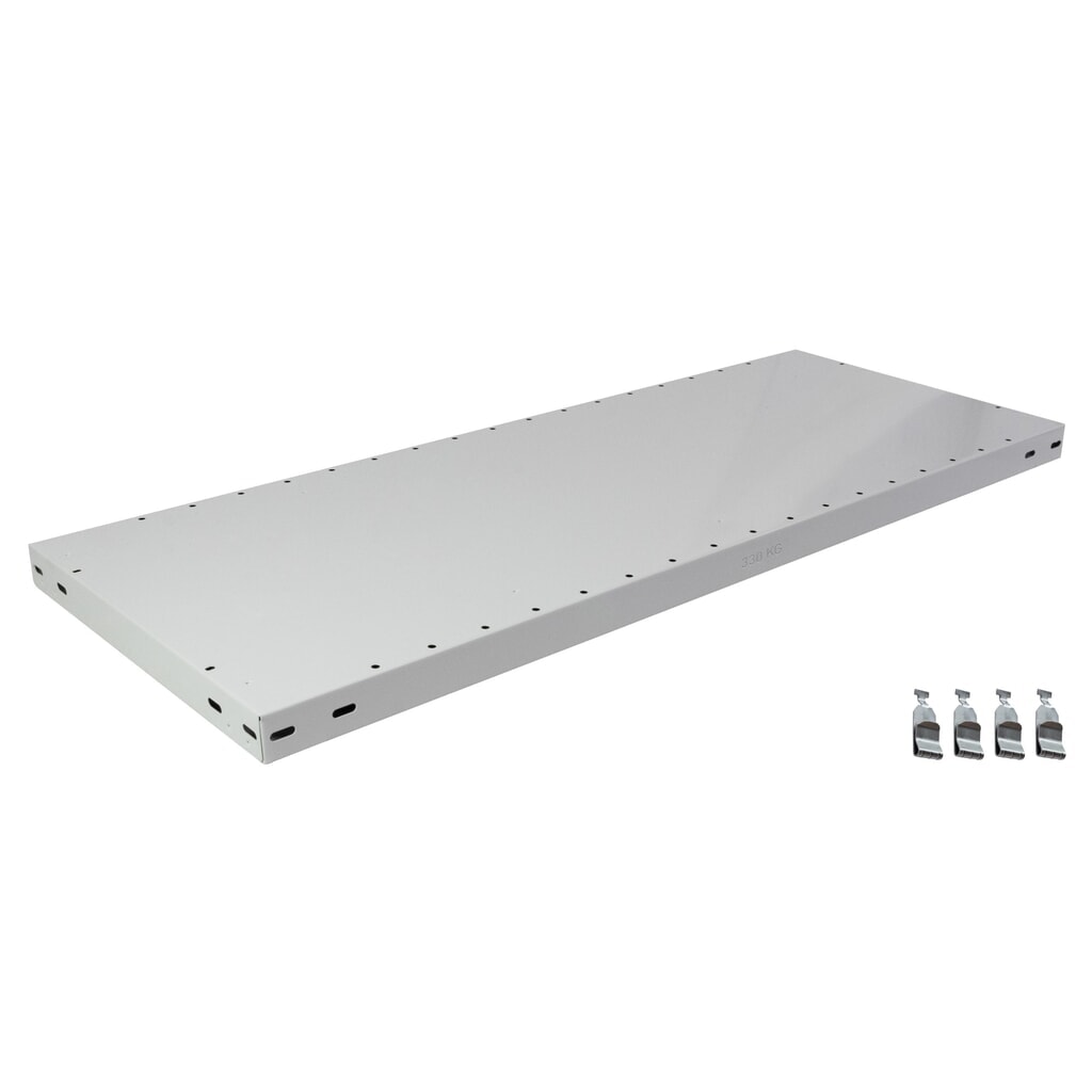 Fachboden MULTIplus330 für SCHULTE Fachbodenregal, Fachlast 330 kg, lichtgrau, BxT 1.000 x 300 mm Produktabbildung: Fachboden MULTIplus330 für SCHULTE Fachbodenregal, Fachlast 330 kg, lichtgrau, BxT 1.000 x 300 mm