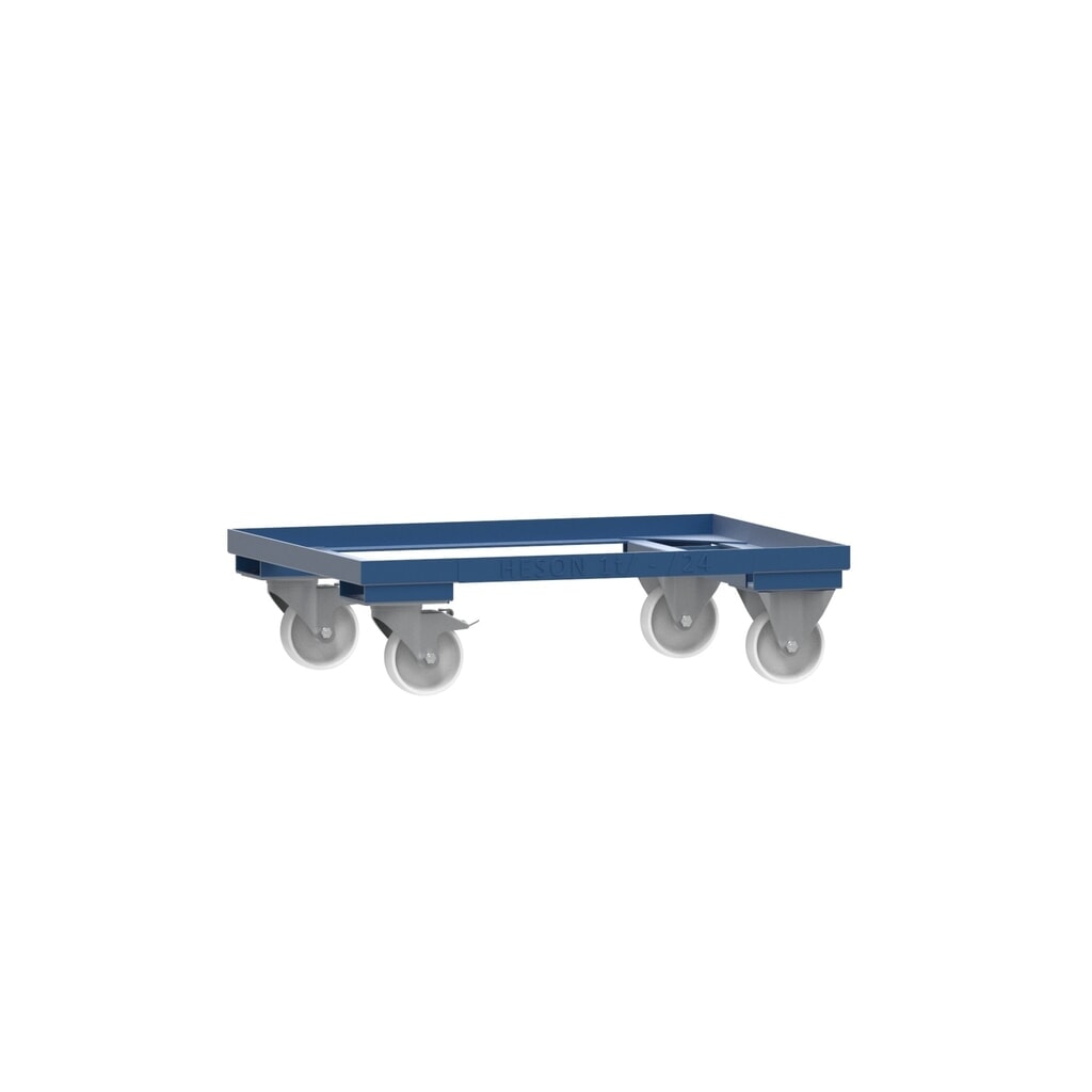 Produktabbildung: Fahrgestell für HESON® Gitterbox, lackiert, für Behälter 800 x 600 mm, enzianblau