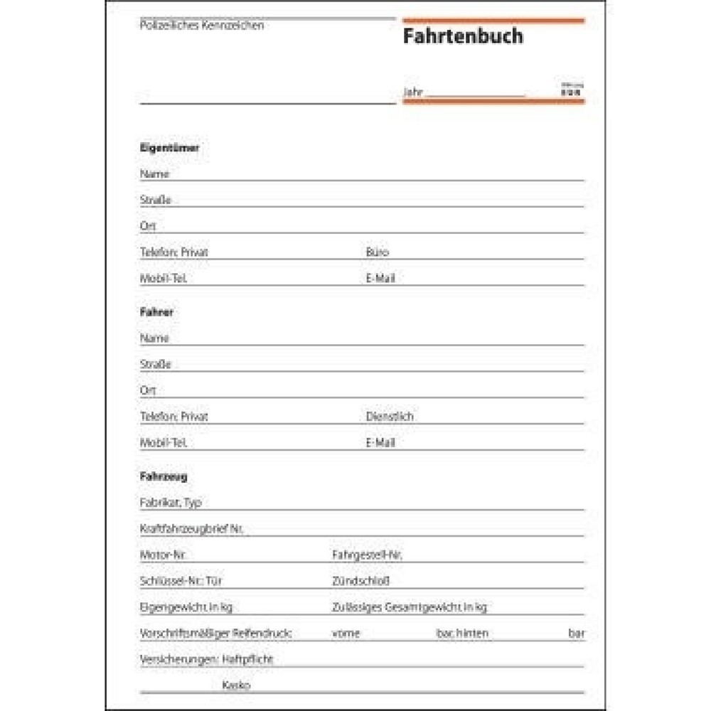 Produktabbildung: Sigel Fahrtenbuch FA514 DIN A5 für PKW/LKW 32Blatt