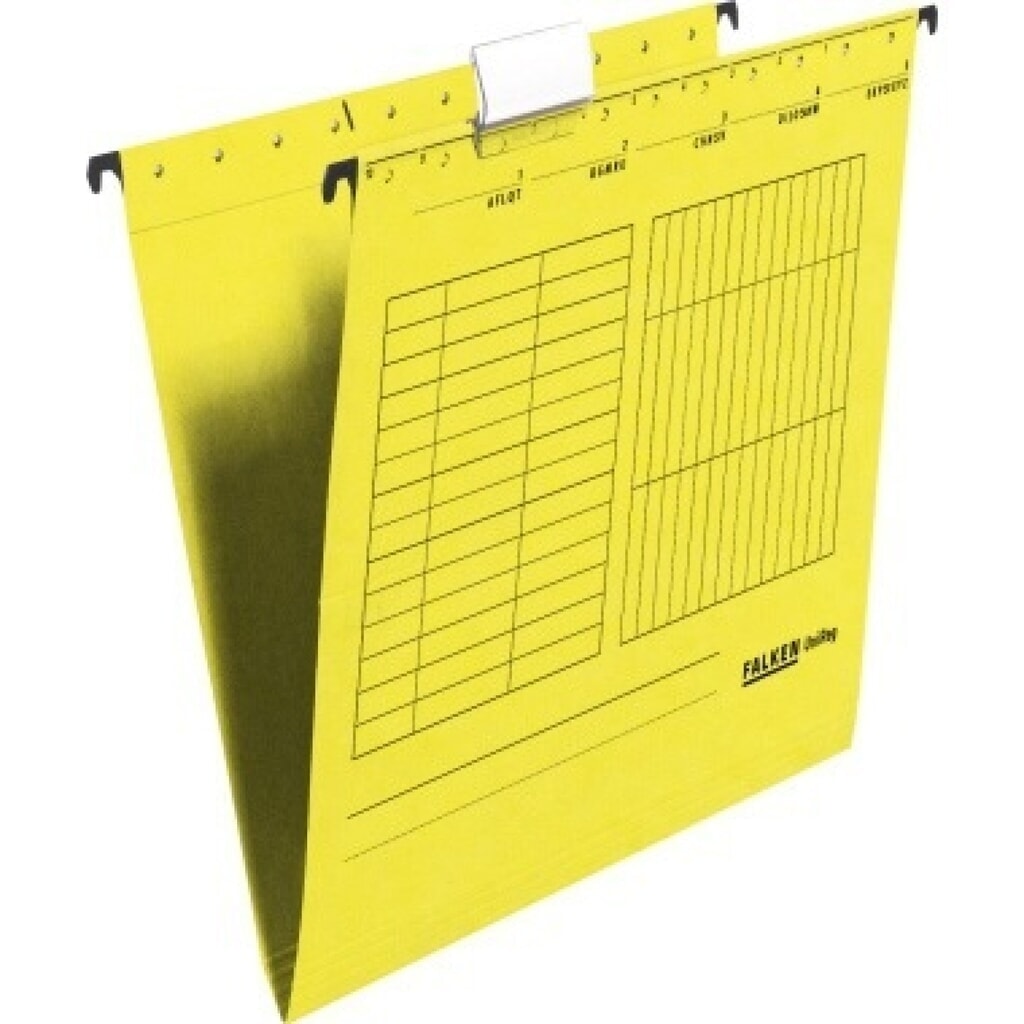 Falken Hängemappe 80004419 A4 seitlich offen Kraftkarton gelb Produktabbildung: Falken Hängemappe 80004419 A4 seitlich offen Kraftkarton gelb