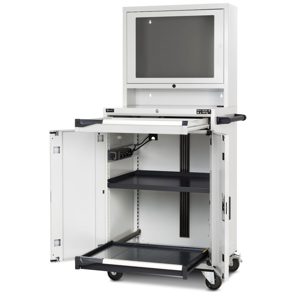 Produktabbildung Nr. 2: Fami Computerschrank Master CS, Tür aus Polycarbonat, 1 Schublade, HxBxT 1.731 x 792 x 617 mm, lichtgrau
