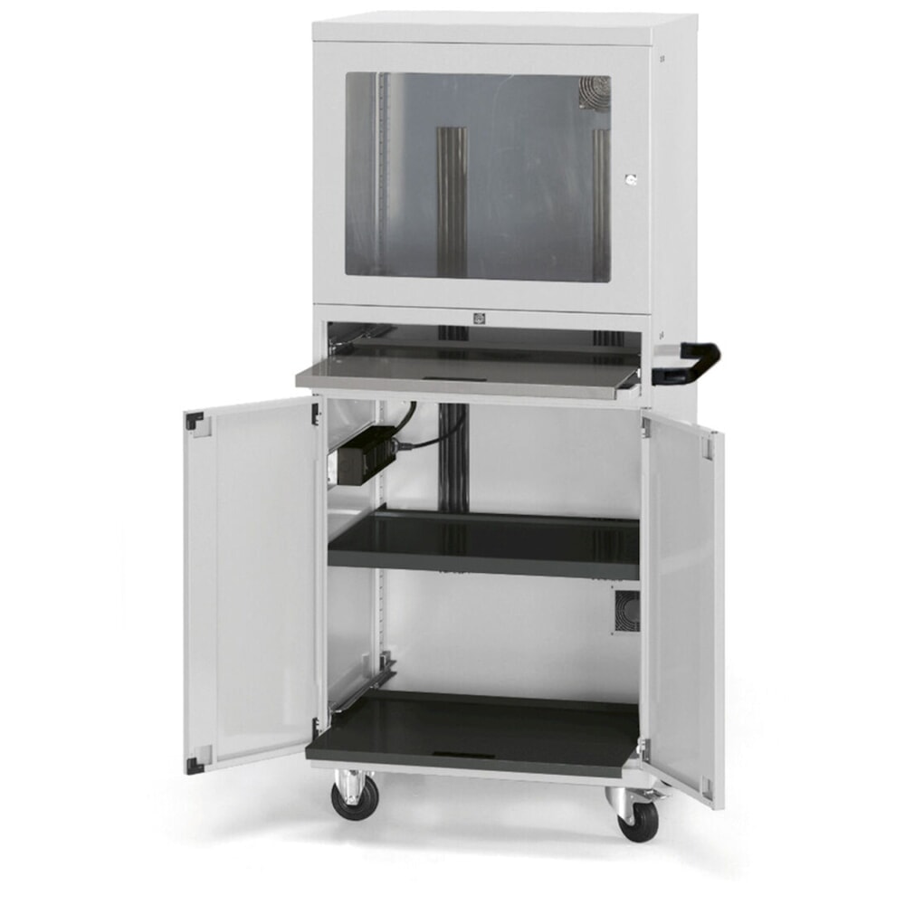 Produktabbildung Nr. 2: Fami Computerschrank Standard, 1 Ventilator, 4 Steckdosen, HxBxT 1.688 x 807 x 654 mm, lichtgrau
