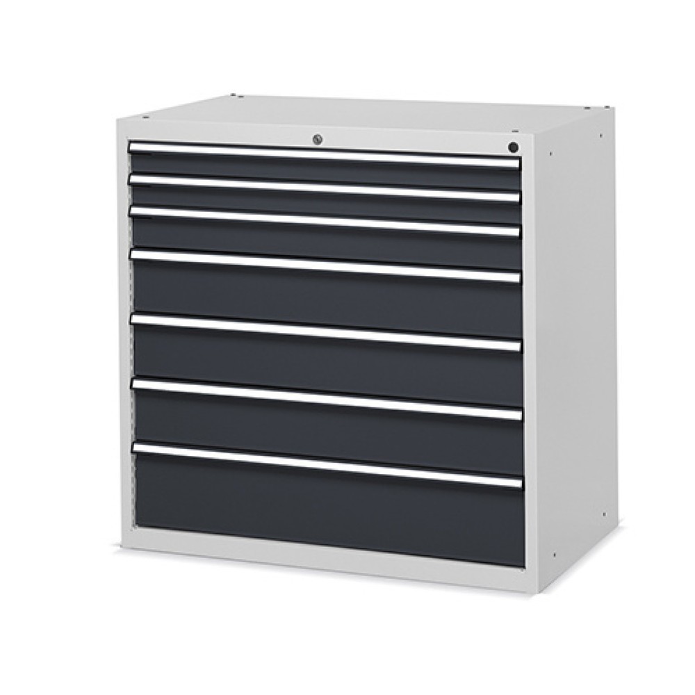 Illustration du produit: Fami FLEXA Armoire à tiroirs, 7 tiroirs, HxlxP 1 002 x 1 023 x 600 mm, gris clair, anthracite
